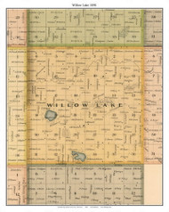 Willow Lake, Redwood Co. Minnesota 1898 Old Town Map Custom Print - Redwood Co.
