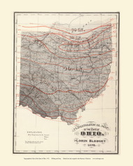Climatological Map of Ohio, Ohio 1872 - Old Map Reprint - Ohio State Atlas