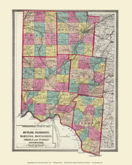 Butler County, Etc, Ohio 1872 - Old Map Reprint - Ohio State Atlas