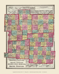 Ashland, Coshocton, Holmes, Knox, Richland & Wayne Counties Ohio Regional Map, Ohio 1872 - Old Map Reprint - Ohio State Atlas