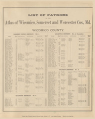 List of Patrons, Maryland 1877 Old Town Map Custom Print - Wicomico, Somerset & Worcester Cos.