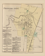 Princess Anne, Maryland 1877 Old Town Map Custom Print - Somerset Co.