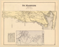 St. Martins, Maryland 1877 Old Town Map Custom Print - Worcester Co.