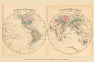 Western and Eastern Hemispheres, Maryland 1877 Old Town Map Custom Print - Wicomico, Somerset & Worcester Cos.