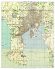 Tampa City 1945 - Custom USGS Old Topo Map - Florida