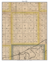 Hayes, Kansas 1885 Old Town Map Custom Print - Dickinson Co.