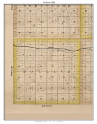 Holland , Kansas 1885 Old Town Map Custom Print - Dickinson Co.