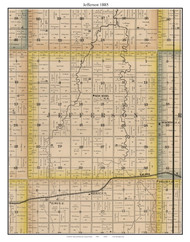 Jefferson, Kansas 1885 Old Town Map Custom Print - Dickinson Co.