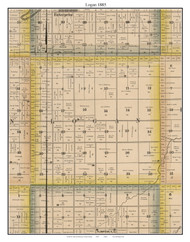 Logan, Kansas 1885 Old Town Map Custom Print - Dickinson Co.