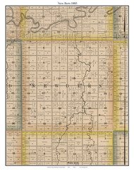 New Bern, Kansas 1885 Old Town Map Custom Print - Dickinson Co.
