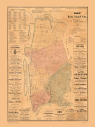 NY 1876 - Old Map of Long Island City - Old Map Reprint NYC Small Areas