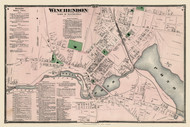 Winchendon Village, Massachusetts 1870 Old Town Map Reprint - Worcester Co. Atlas 8-9