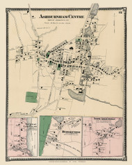 Ashburnham Center, North Ashburnham, Burrageville and Naukeag Villages, Massachusetts 1870 Old Town Map Reprint - Worcester Co. Atlas 12