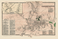Leominster Village, Massachusetts 1870 Old Town Map Reprint - Worcester Co. Atlas 30