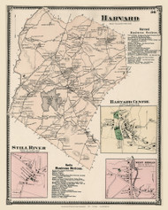 Harvard Town, Harvard Centre, Still River and West Berlin Villages, Massachusetts 1870 Old Town Map Reprint - Worcester Co. Atlas 36