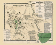 Barre Centre Village, Massachusetts 1870 Old Town Map Reprint - Worcester Co. Atlas 41