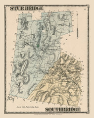 Sturbridge and Southbridge, Massachusetts 1870 Old Town Map Reprint - Worcester Co. Atlas 72