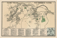 Globe Village, Southbridge Centre and Sanders Dale Villages - Southbridge, Massachusetts 1870 Old Town Map Reprint - Worcester Co. Atlas 74-75
