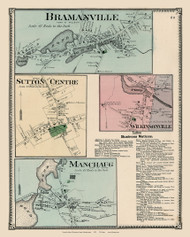 Bramanville, Sutton Centre, Wilkinsonville and Manchaug Villages - Sutton, Massachusetts 1870 Old Town Map Reprint - Worcester Co. Atlas 80
