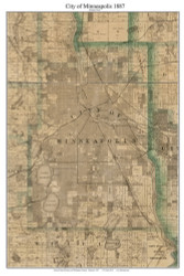 City of Minneapolis, Hennepin Co Minnesota 1887 Old Town Map Custom Print - Ramsey & Washington Cos.