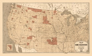 Indian Reservations 1883 Map - USA Reprint  - USA Maps