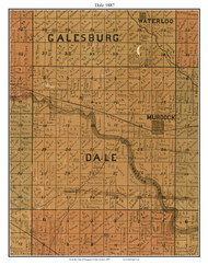 Dale Murdock, Kansas 1887 Old Town Map Custom Print - Kingman Co