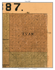 Evan, Kansas 1887 Old Town Map Custom Print - Kingman Co