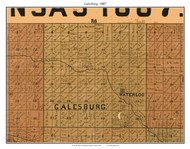Galesburg Waterloo, Kansas 1887 Old Town Map Custom Print - Kingman Co