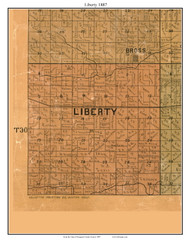 Liberty, Kansas 1887 Old Town Map Custom Print - Kingman Co