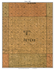 Peters, Kansas 1887 Old Town Map Custom Print - Kingman Co