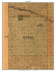 Rural Ninnescah Maud, Kansas 1887 Old Town Map Custom Print - Kingman Co