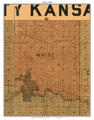 White Kingman, Kansas 1887 Old Town Map Custom Print - Kingman Co