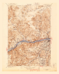 Hood River, Washington 1929 (1940) USGS Old Topo Map Reprint 30x30 WA Quad 241563