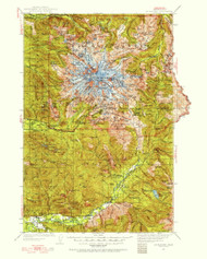 Mount Rainier MT, Washington 1924 (1956) USGS Old Topo Map Reprint 30x30 WA Quad 242666