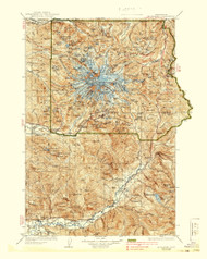 Mount Rainier MT, Washington 1928 (1939a) USGS Old Topo Map Reprint 30x30 WA Quad 242671