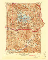 Mount Rainier MT, Washington 1928 (1945) USGS Old Topo Map Reprint 30x30 WA Quad 242674