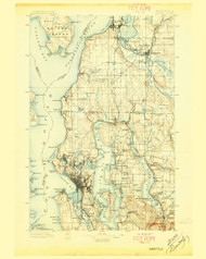Seattle, Washington 1897 (1897) USGS Old Topo Map Reprint 30x30 WA Quad 243630