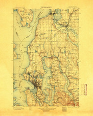 Seattle, Washington 1897 (1904) USGS Old Topo Map Reprint 30x30 WA Quad 243634