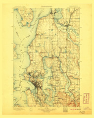 Seattle, Washington 1897 (1906) USGS Old Topo Map Reprint 30x30 WA Quad 243635