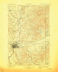 Spokane, Washington 1901 (1907) USGS Old Topo Map Reprint 30x30 WA Quad 243945
