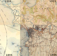 Burlington VT 1906-1915 USGS Old Topo Map - Town Composite Chittenden Co.