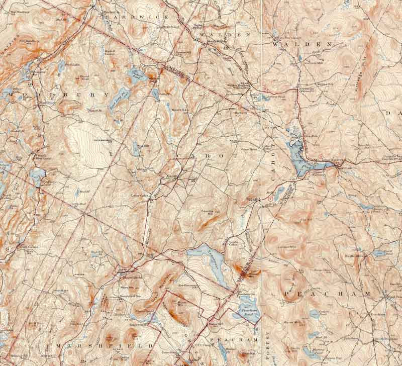 Cabot VT 1943 USGS Old Topo Map Town Composite Washington Co. OLD MAPS
