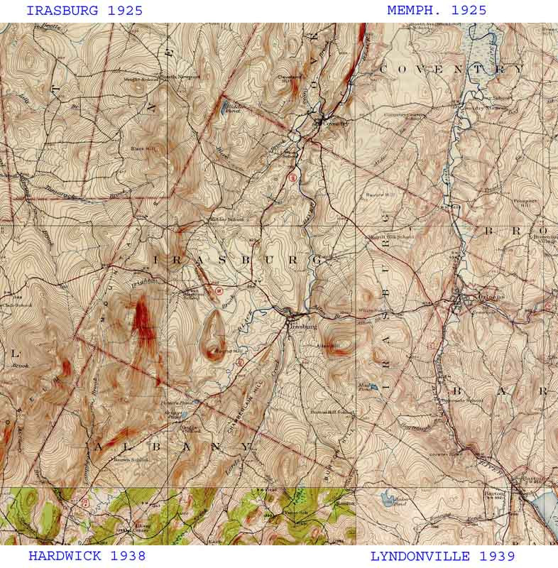 Irasburg VT 1925 USGS Old Topo Map Town Composite Orleans Co. OLD MAPS