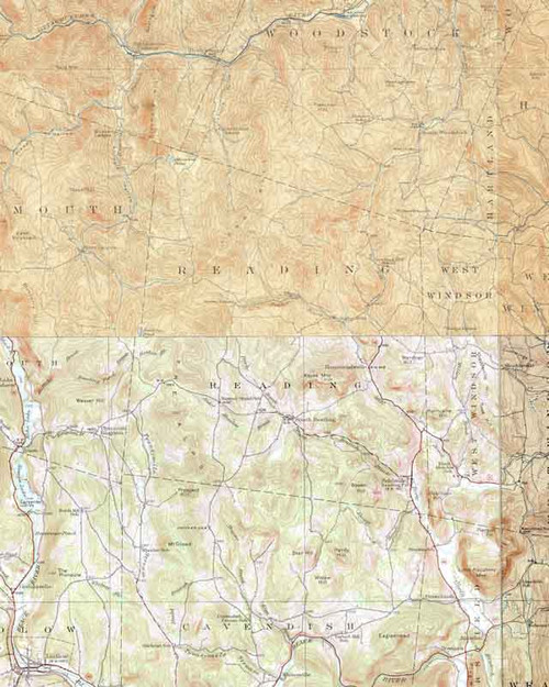 Reading VT 19111929 USGS Old Topo Map Town Composite Windsor Co