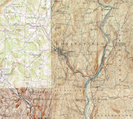 Springfield VT 1929-1933 USGS Old Topo Map - Town Composite Windsor Co.