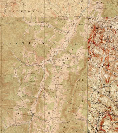 Waitsfield VT 1921 USGS Old Topo Map Town Composite Washington Co