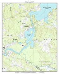 Silver Lake 1987 - Custom USGS Old Topo Map - New Hampshire - Lake Winnipesaukee Area