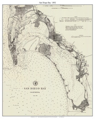 San Diego Bay 1892 - South California Harbors Custom Chart