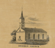 Bremen Church - Auglaize Co., Ohio 1860 Old Town Map Custom Print - Auglaize Co.