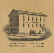 Deiker & Davis Hall - Auglaize Co., Ohio 1860 Old Town Map Custom Print - Auglaize Co.